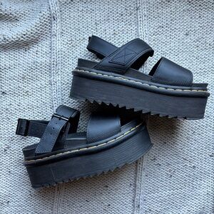 Dr. Martens Black Voss Quad Platform Sandals